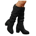 thumbnail image 1 of Knee-High Boots Fall Boot For Women Chunky Block High Heel Slouch Fashion Suede Boot Round Toe Side Zipper, 1 of 9