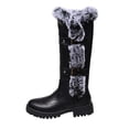 thumbnail image 1 of Knee High Boots Women Chunky Heel Round Toe Insulated Thick Booties 2025 Trendy Mid Calf Pull On Casual Warm Snow Boots, 1 of 9