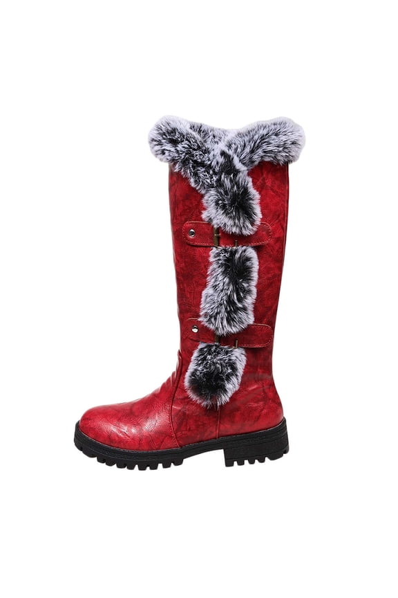 Knee High Boots Women Chunky Heel Round Toe Insulated Thick Booties 2025 Trendy Mid Calf Pull On Casual Warm Winter Boots