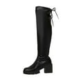thumbnail image 1 of Knee High Boots Women Chunky Heel Round Toe Tall Boot for Women High Heel Pull Up Long Boots,Color:Black,Size:7.5, 1 of 9