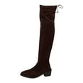 thumbnail image 1 of Knee High Boots Women Chunky Heel Round Toe Tall Boot for Women High Heel Pull Up Long Boots,Color:Coffee,Size:7.5, 1 of 8