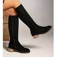 thumbnail image 1 of Knee High Boots Women Flat Rounded Toe Stretchy Boots Side Zipper Dress Tall Boot, 1 of 14
