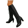 thumbnail image 1 of Knee High Boots Women Trendy Leather Elegant Dress Lace up Fall Winter Tall Boots Casual Zipper High Heels, 1 of 6