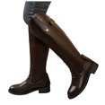 thumbnail image 1 of Knee High Boots Women Waterproof Splice Leather Strappy Tall Riding Booties Back Zipper Low Heel Over the Knee Fall Winter Boots, 1 of 8