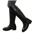 thumbnail image 1 of Knee High Boots Women Waterproof Splice Leather Strappy Tall Riding Booties Back Zipper Low Heel Over the Knee Fall Winter Boots, 1 of 8