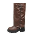 thumbnail image 1 of Knee-High Boots Women's Casual Winter Shoes Solid Color Thick Sole Square Toe Side Zipper Mid-Heel Stylish Footwear for All Occasions, 1 of 9