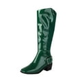 thumbnail image 1 of Knee High Boots for Women Chunky Heel Square Toe Tall Boots High Block Heel Zipper Fashion Long Boots, 1 of 7