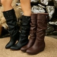 thumbnail image 1 of Knee High Boots for Women Chunky Low Heel Round Toe Booties Casual Outdoor Comfortable Dressy Boots Winter Warm Shoes for Women Black 6.5, 1 of 10