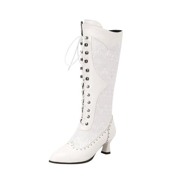 Knee High Boots for Women , Sexy Pointed Toe Stiletto High Heel Boots, Fashion & Classic Dress Shoes White 9.5