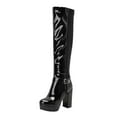 thumbnail image 1 of Knee High Boots for Women Fashion Slouchy Leather Platform Chunky High Heel over The Knee Long Tall Boots, 1 of 4