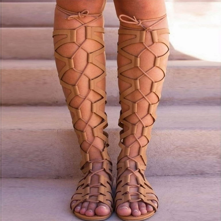 Peep toe gladiator boots shop