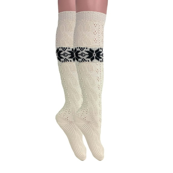 Knee High Cotton Knitted Socks Ecru for Women 1 Pair Size 9 to 11