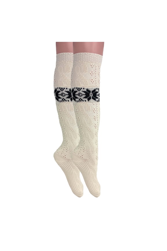 Knee High Cotton Knitted Socks Ecru for Women 1 Pair Size 9 to 11