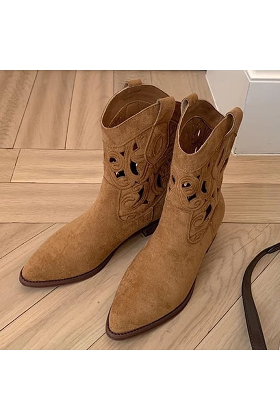 Knee High Cowboy Boots For Women Slim Calf Square Toe Western Boots With Chunky Heel Soft & Pull – Comfortable For Riding Rodeo Party Daily Wear
