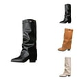 thumbnail image 1 of Knee High Fashion Boots for Women, Pointed Toe Mid Calf Design with Buckle, Comfortable Fall and Winter Dress Boots, 1 of 10