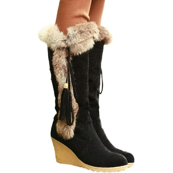 Knee High Snow Boots for Women's, Fashion Warm Winter Long Boots Comfortable Faux Fur Lined Platform Cold Weather Riding Boots