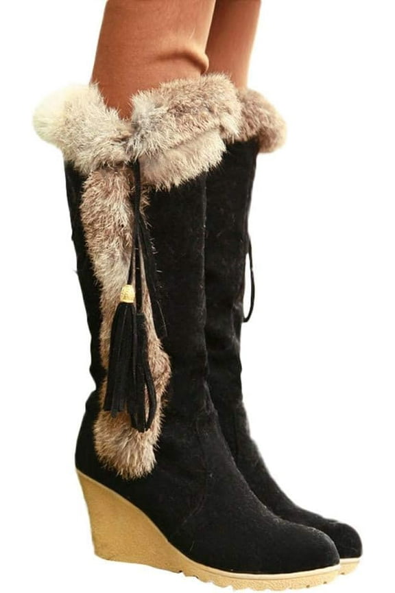 Knee High Snow Boots for Women's, Fashion Warm Winter Long Boots Comfortable Faux Fur Lined Platform Cold Weather Riding Boots