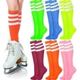 thumbnail image 1 of Knee High Socks Colorful Roller Skate Socks Striped Socks Over The Calf Tube Socks for Women Girls(1 Pair), 1 of 9