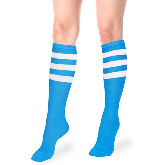 Knee High Socks Colorful Roller Skate Socks Striped Socks Over The Calf Tube Socks for Women Girls(1 Pair)