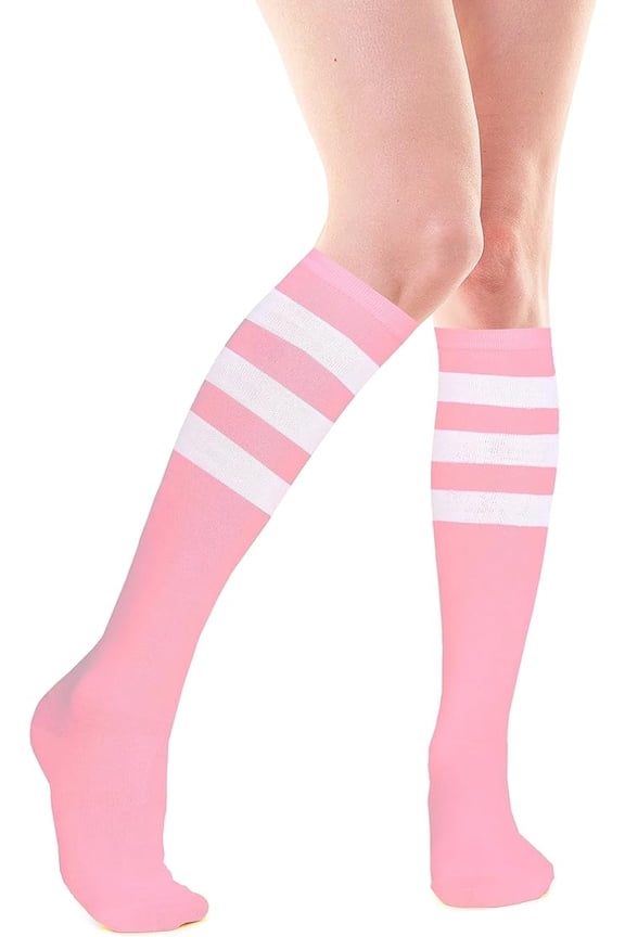 Knee High Socks Colorful Roller Skate Socks Striped Socks Over The Calf Tube Socks for Women Girls(1 Pair)
