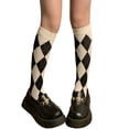 thumbnail image 1 of Knee High Socks Harajuku Preppy Style Argyle Diamond Lattice Plaid Vintage Lolita Stockings, 1 of 7