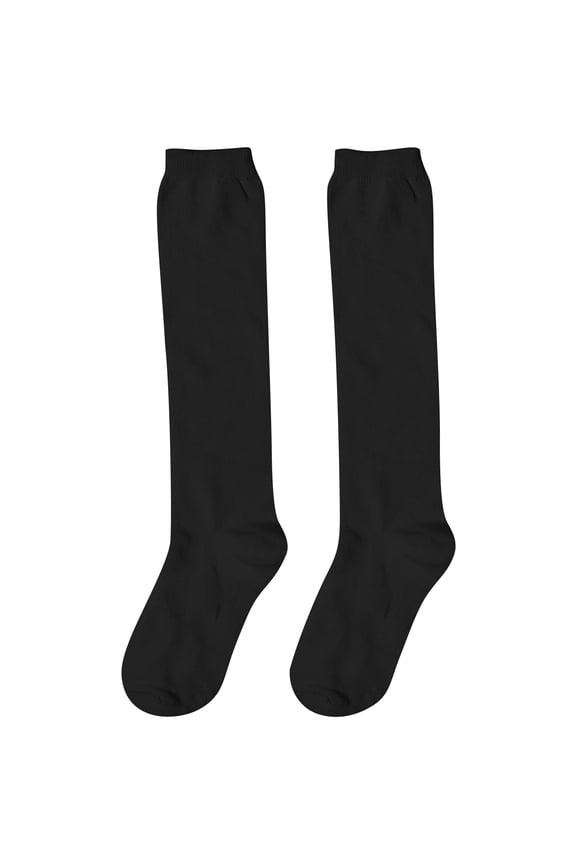 Knee High Socks For Women Mid Calf Thick Warm Compression Socks Solid Color Casual Crew School Uniform Socks Anti-Friction Breathable Tall Sock Spring Summer Daily Work High Stockings 4 Pairs Pack