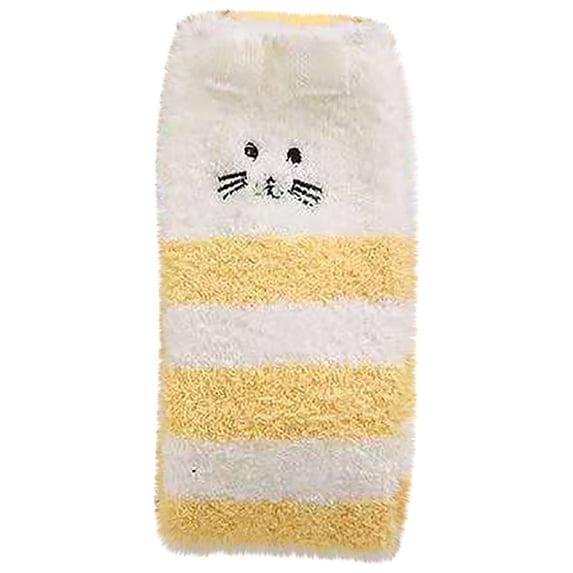 Knee High Socks, Women's Animal Print Socks, Coral Fleece Thickened Home Socks, Plush Socks for Women, Lounge, Sleeping, Half Fuzzy Design, Cozy Gift Baberdicy, Ideal for Women