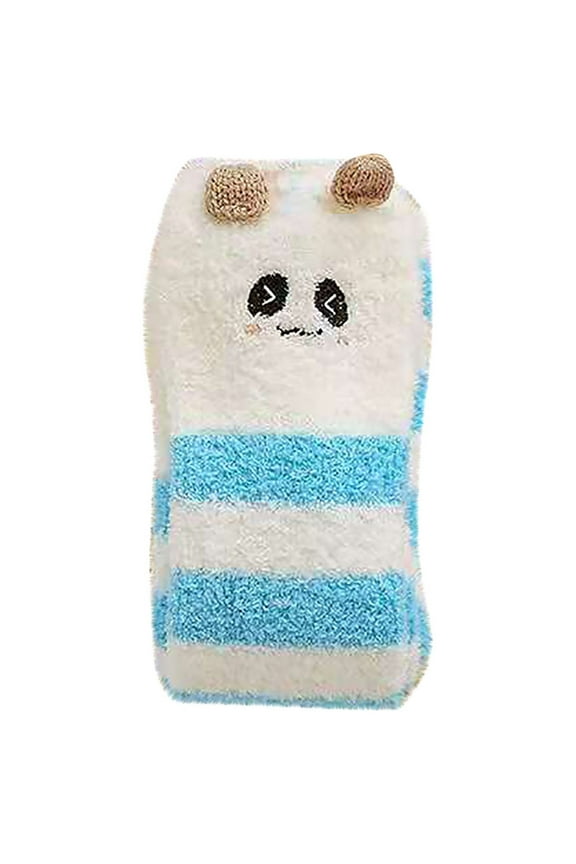 Knee High Socks, Women's Animal Print Socks, Coral Fleece Thickened Home Socks, Plush Socks for Women, Lounge, Sleeping, Half Fuzzy Design, Cozy Gift Baberdicy, Ideal for Women
