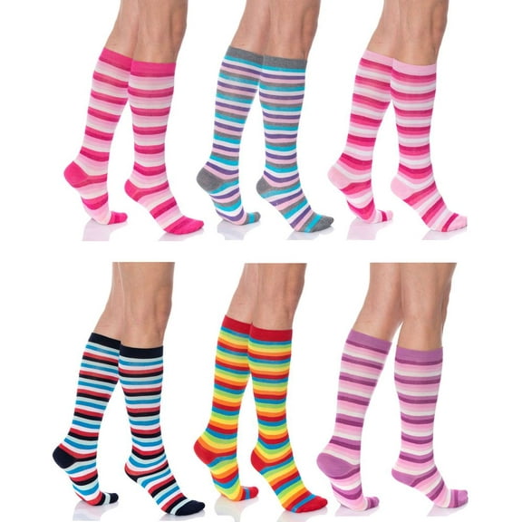 Knee High Socks for Women 6 Pairs Colorful Over the Calf Knee Socks