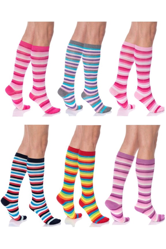 Knee High Socks for Women 6 Pairs Colorful Over the Calf Knee Socks