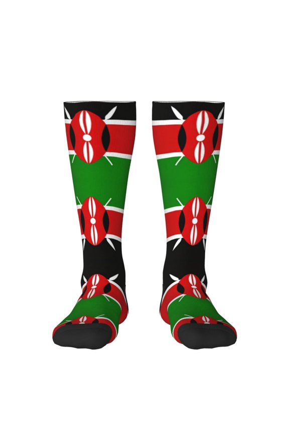 Knee High Socks for Women Africa Kenyans-Flag Long Tube Sock Uniform Socks