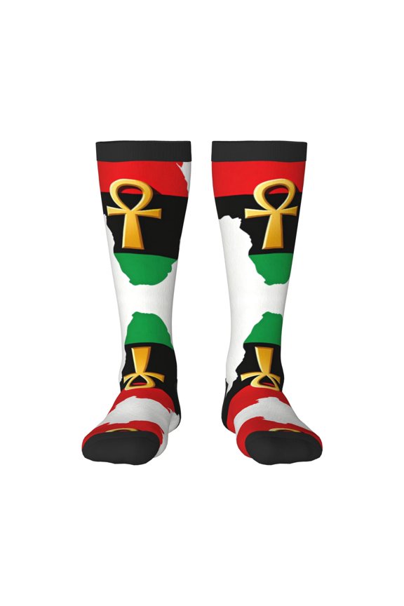 Knee High Socks for Women Ankh African Colored Africa Long Tube Sock Uniform Socks