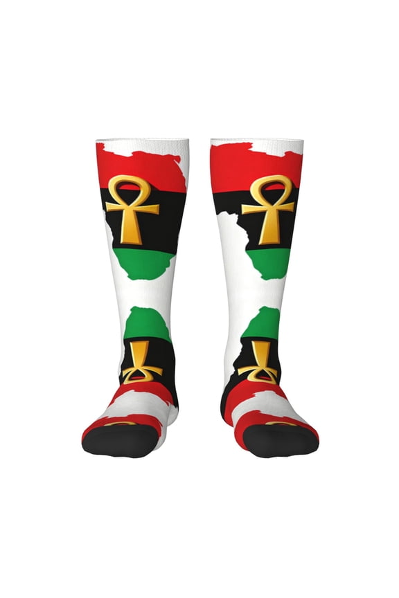 Knee High Socks for Women Ankh African Colored Africa Long Tube Sock Uniform Socks