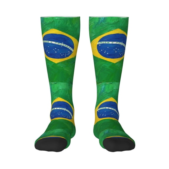 Knee High Socks for Women Brazil Flag Long Tube Sock Uniform Socks