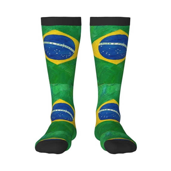 Knee High Socks for Women Brazil Flag Long Tube Sock Uniform Socks