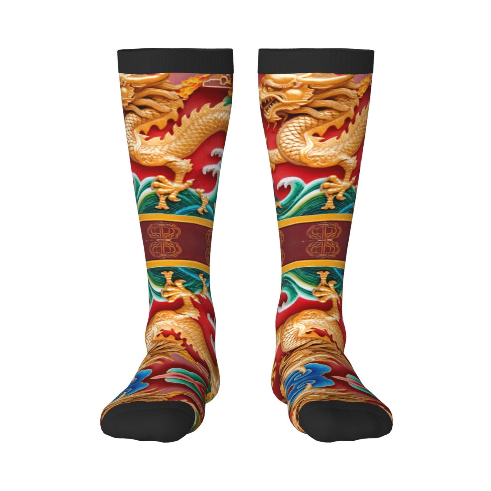 Knee High Socks for Women Chinese Dragon Long Tube Sock Uniform Socks ...