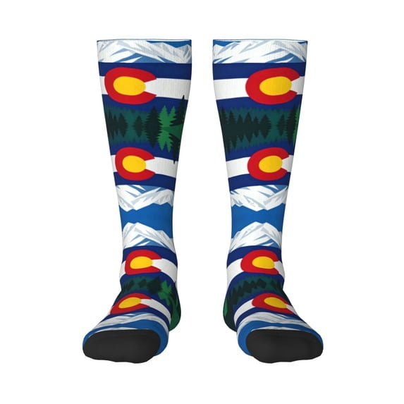 Knee High Socks for Women Colorado Flag Print Long Tube Sock Uniform Socks