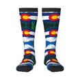 thumbnail image 1 of Knee High Socks for Women Colorado Flag Print Long Tube Sock Uniform Socks, 1 of 7
