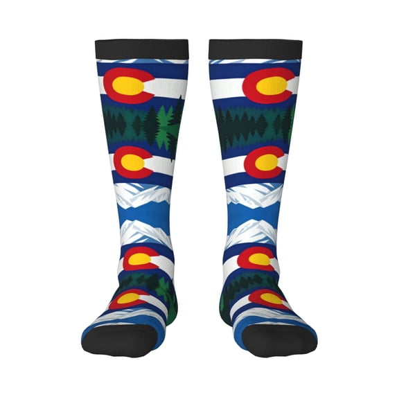 Knee High Socks for Women Colorado Flag Print Long Tube Sock Uniform Socks