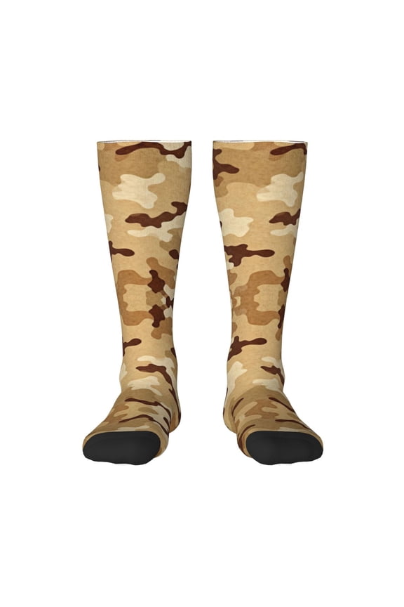 Knee High Socks for Women Desert Camouflage Long Tube Sock Uniform Socks