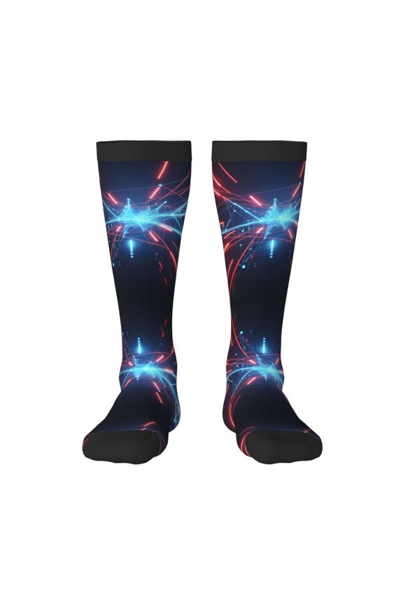 Knee High Socks for Women Digital World Blockchain Long Tube Sock Uniform Socks
