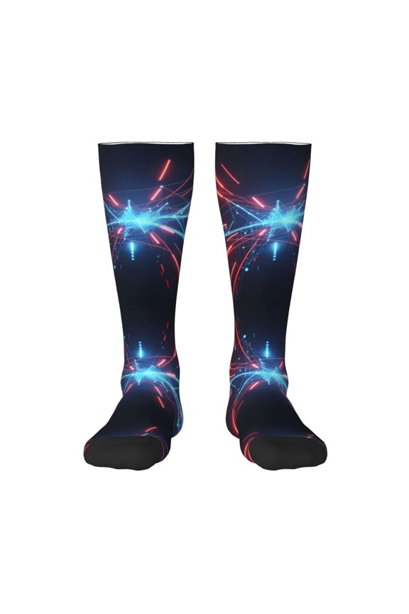 Knee High Socks for Women Digital World Blockchain Long Tube Sock Uniform Socks