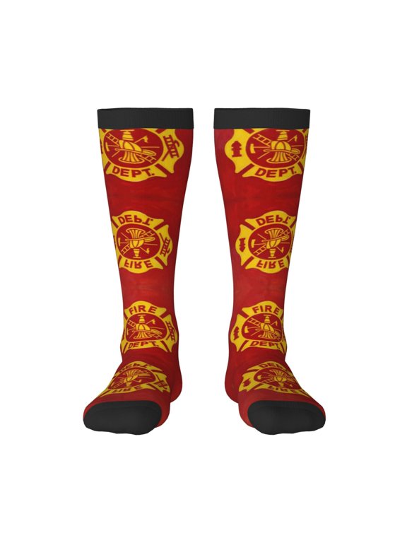 Knee High Socks for Women Fire Fighters Fire Department Long Tube Sock Uniform Socks