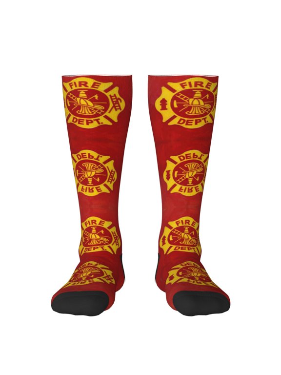 Knee High Socks for Women Fire Fighters Fire Department Long Tube Sock Uniform Socks