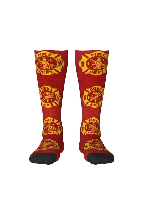 Knee High Socks for Women Fire Fighters Fire Department Long Tube Sock Uniform Socks