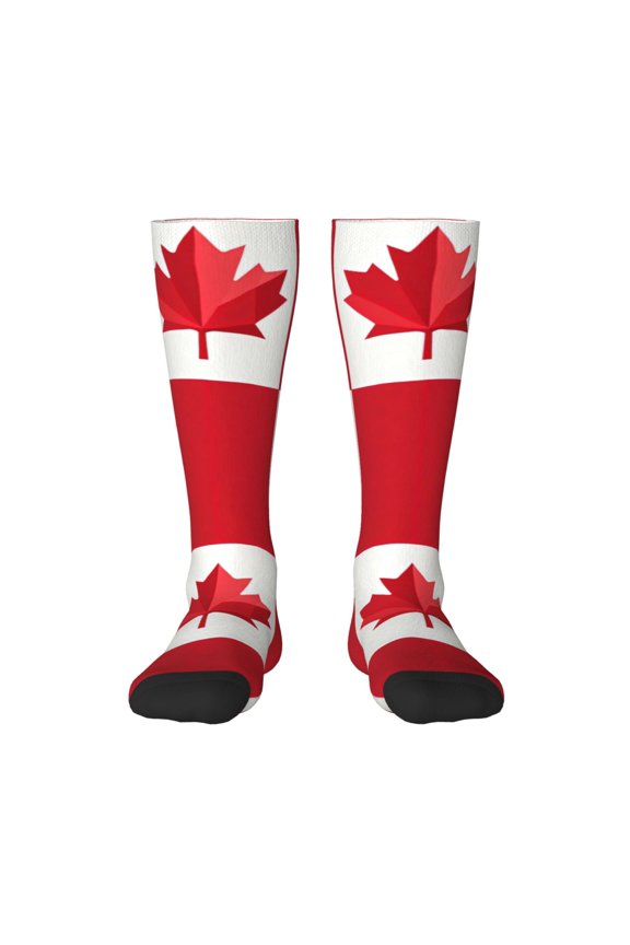 Knee High Socks for Women Flag Of Canada Long Tube Sock Uniform Socks