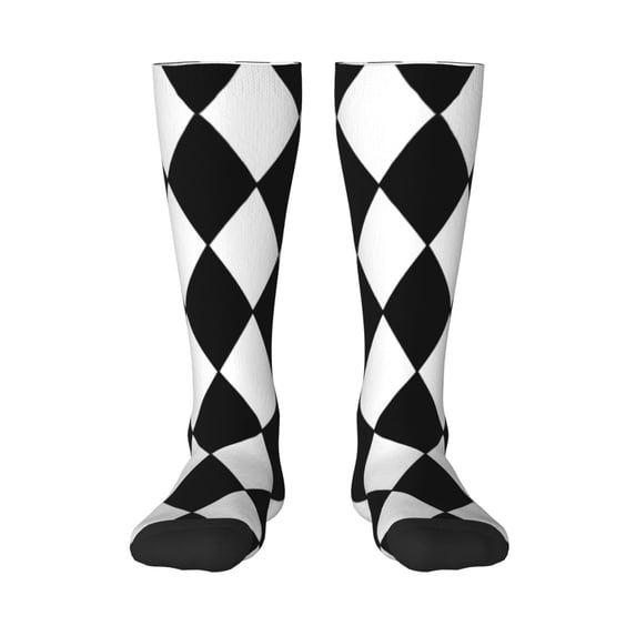 Knee High Socks for Women Harlequin Pattern Long Tube Sock Uniform Socks