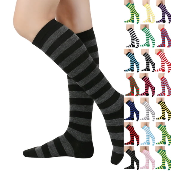 Knee High Socks for Women Knee Tube Socks Womens Athletic Socks Cotton Tall Long Socks Knee High Stockings ,One Size,Dark Gray