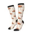 thumbnail image 1 of Knee High Socks for Women Men Athletic - Cute Sleepy Fox Thigh-High Black Sole Comfort Breathable Long Socks for Casual Travel Running, 1 of 7