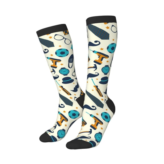 Knee High Socks for Women Men Athletic - Fathers day Thigh-High Black Sole Comfort Breathable Long Socks for Casual Travel Running